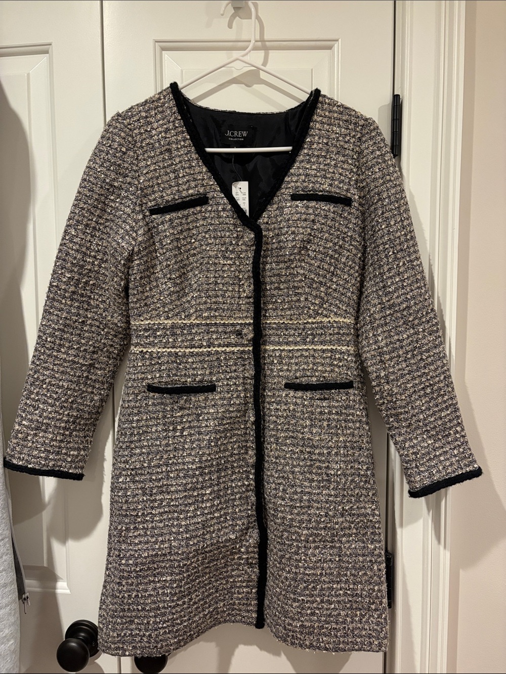 J. Crew Collection Collarless Blazer Dress with Black Trim